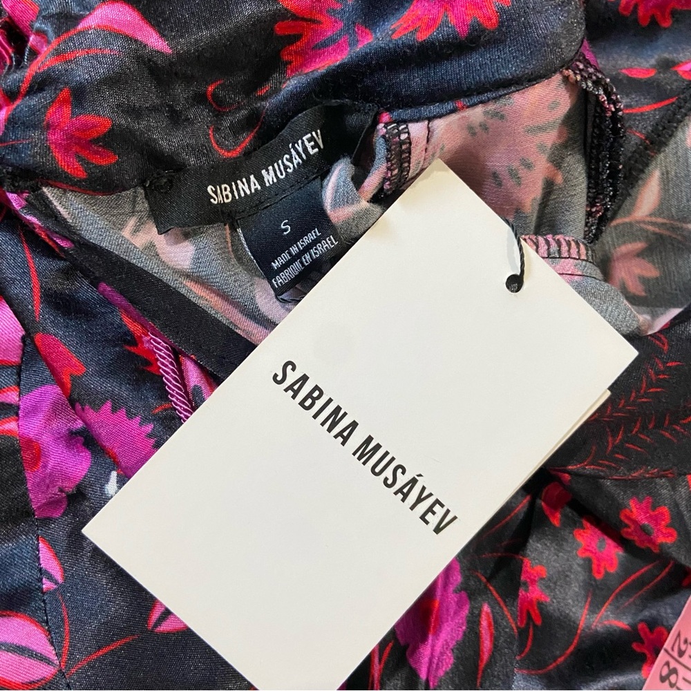Sabina Musayev NEW ELODIA Long Sleeve Back Cut Out Black Floral Dress Sz S $865 - Picture 16 of 16